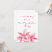 Roze Stargazer Lilies Kaart (Voorkant / Achterkant in situ)