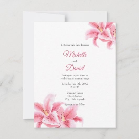 Roze Stargazer Lilies Kaart (Voorkant)