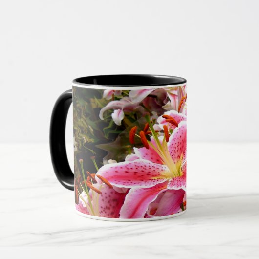 Roze Stargazer Lilies Mok (Voorkant links)