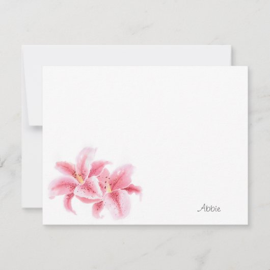 Roze Stargazer Lilies Notitiekaartje (Voorkant)