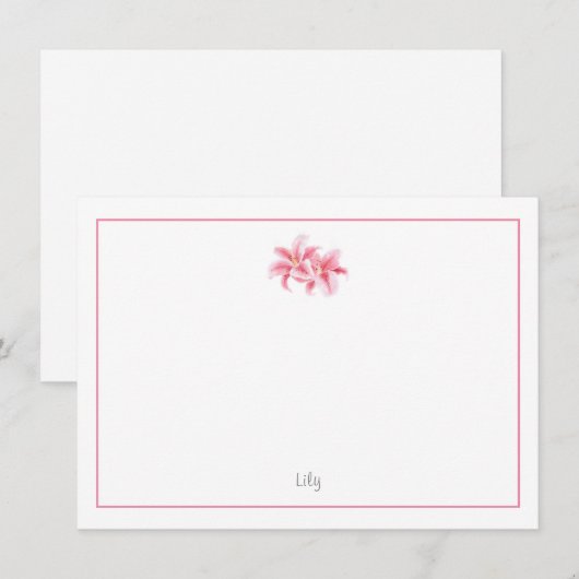 Roze Stargazer Lilies Notitiekaartje (Voorkant / Achterkant)