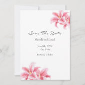 Roze Stargazer Lilies Save The Date (Voorkant)