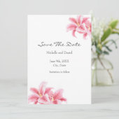 Roze Stargazer Lilies Save The Date (Staand voorkant)