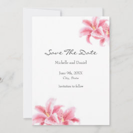Roze Stargazer Lilies Save The Date