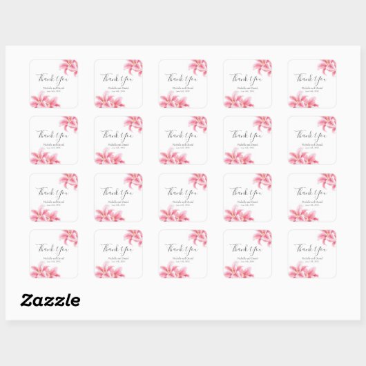Roze Stargazer Lilies Vierkante Sticker (Vel)