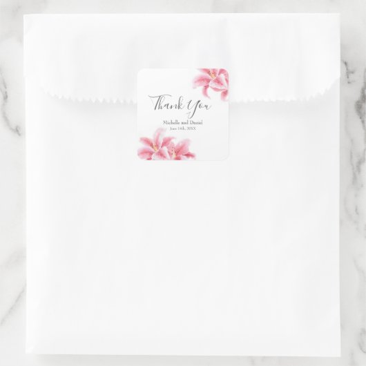 Roze Stargazer Lilies Vierkante Sticker (Tas)