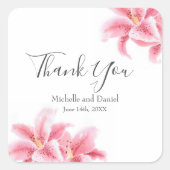 Roze Stargazer Lilies Vierkante Sticker (Voorkant)