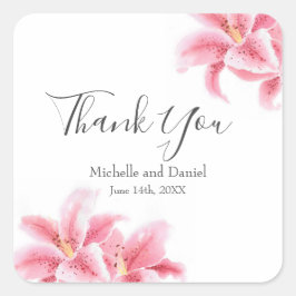 Roze Stargazer Lilies Vierkante Sticker