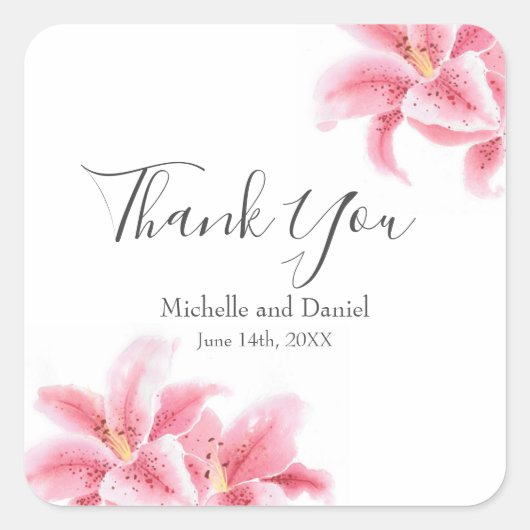 Roze Stargazer Lilies Vierkante Sticker (Voorkant)