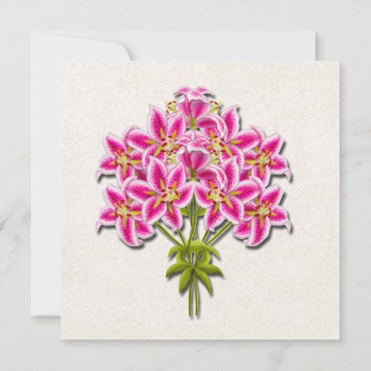 Roze Stargazer Lilies Wedding Uitnodiging (Achterkant)