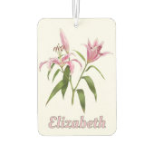 Roze Stargazer Lily Botanische Kunst Gepersonalise Luchtverfrisser (Achterkant)