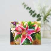 roze stargazer lily briefkaart (Staand voorkant)