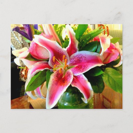 roze stargazer lily briefkaart (Voorkant)