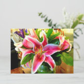 roze stargazer lily call card kaart (Staand voorkant)