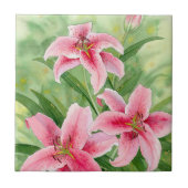 Roze Stargazer Lily Ceramic Tile Tegeltje (Voorkant)