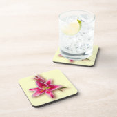 Roze Stargazer Lily en Bud Bier Onderzetter (Rechterzijde)