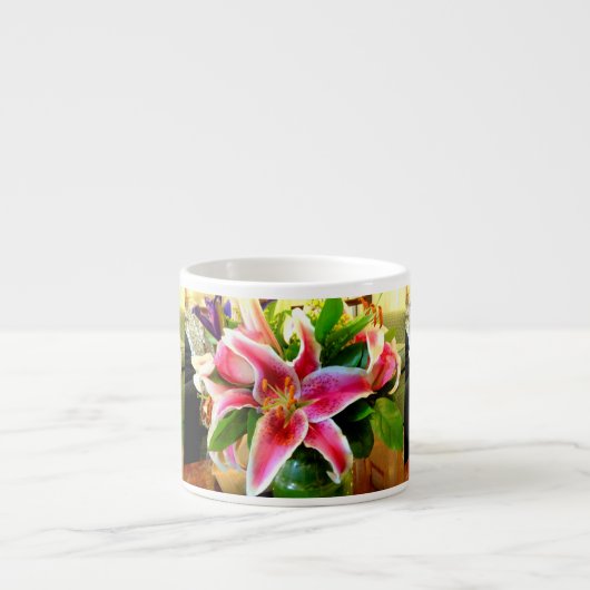 roze stargazer lily espresso mok (Voorkant)