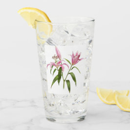 Roze Stargazer Lily Floral Botanische Kunst Glas