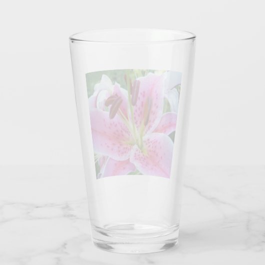 Roze Stargazer Lily Floral Glas (Achterkant)