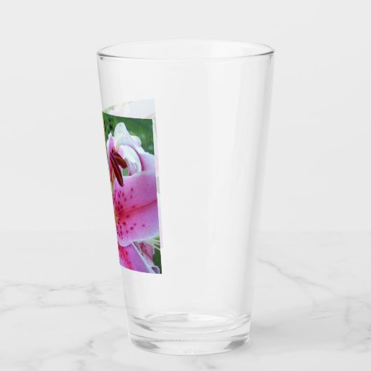 Roze Stargazer Lily Floral Glas (Links)