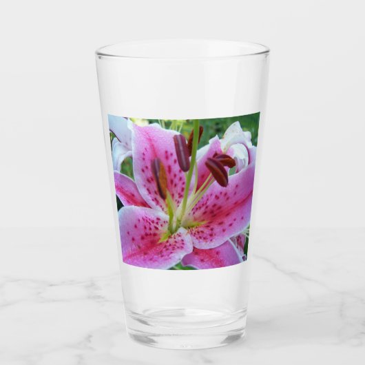 Roze Stargazer Lily Floral Glas (Voorkant)
