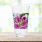 Roze Stargazer Lily Floral Glas