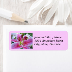 Roze Stargazer Lily Floral Return Address Etiket