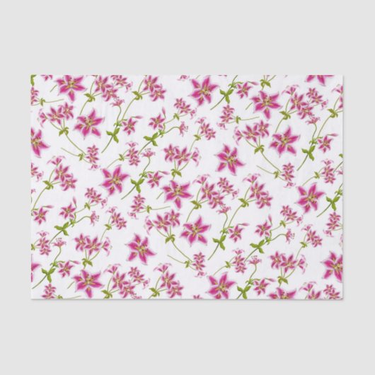 Roze Stargazer Lily Floral Weefpapier Tissuepapier (Voorkant)