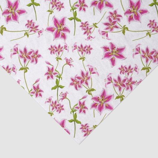 Roze Stargazer Lily Floral Weefpapier Tissuepapier (Detail)