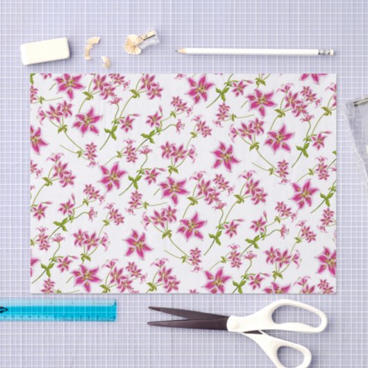 Roze Stargazer Lily Floral Weefpapier Tissuepapier (Craft)