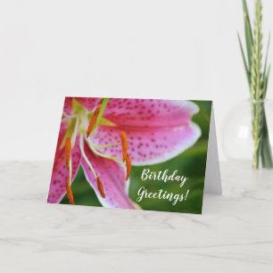 Roze Stargazer Lily Flower Birthday Kaart