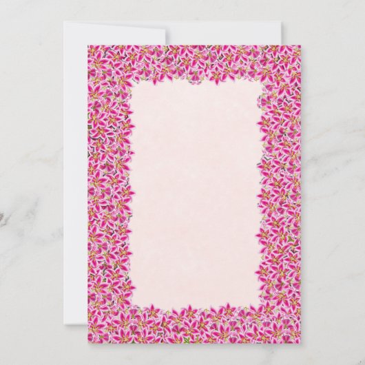 Roze Stargazer Lily Garden Wedding Uitnodiging (Achterkant)