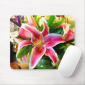 roze stargazer lily mousaepad muismat (Met muis)