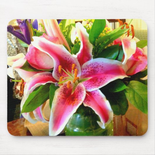 roze stargazer lily mousaepad muismat (Voorkant)
