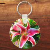 roze stargazer lily sleutelhanger (Voorkant)