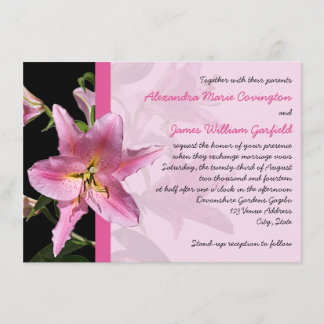 Roze Stargazer Lily Wedding uitnodiging 2