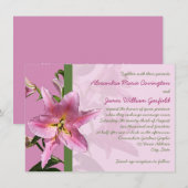 Roze Stargazer Lily Wedding uitnodiging 3 (Voorkant / Achterkant)