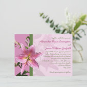 Roze Stargazer Lily Wedding uitnodiging 3 (Staand voorkant)