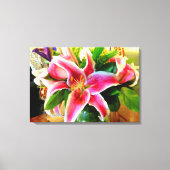 Roze Stargazer Lily Wrapped Canvas (Voorkant)