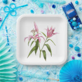 Roze Stargazer Oriental Lily Botanische Kunst Papieren Bordje (Feest)