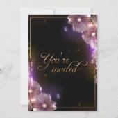 Roze Starlight Flowers/Gold Trim Kaart (Voorkant)