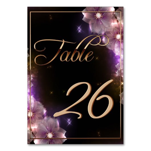 Roze Starlight Flowers/Gold Trim Kaart (Voorkant)