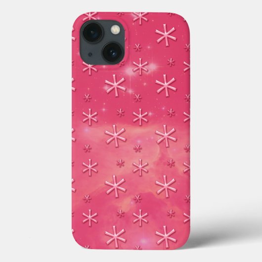 Roze Starry Sky Astrisk Pattern iPhone 13 Hoesje (Achterkant)