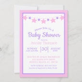 Roze Stars Girls Baby shower Uitnodiging (Voorkant)