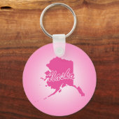 Roze State Alaska Sleutelhanger (Voorkant)