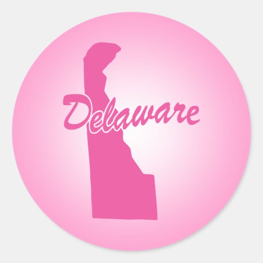 Roze State Delaware Classic Round Sticker (Voorkant)