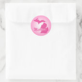 Roze State Michigan Ronde Sticker (Tas)