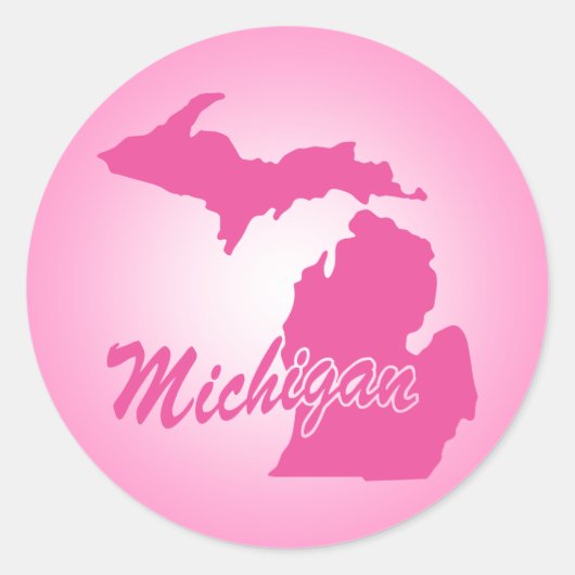 Roze State Michigan Ronde Sticker (Voorkant)