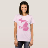 Roze State Michigan T-shirt (Voorkant volledig)