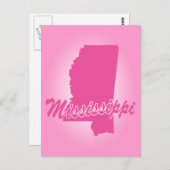 Roze State Mississippi Briefkaart (Voorkant / Achterkant)